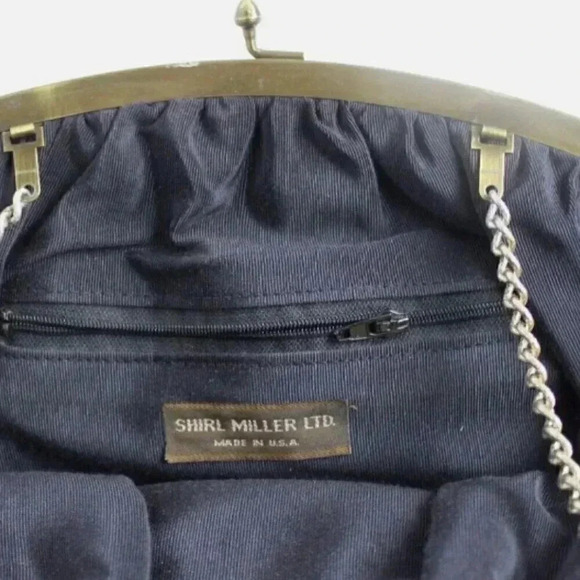 Vintage Victorian Shirl Miller LTD Clutch Black Leather Snap TOP Purse W/ Chain - Picture 2 of 4